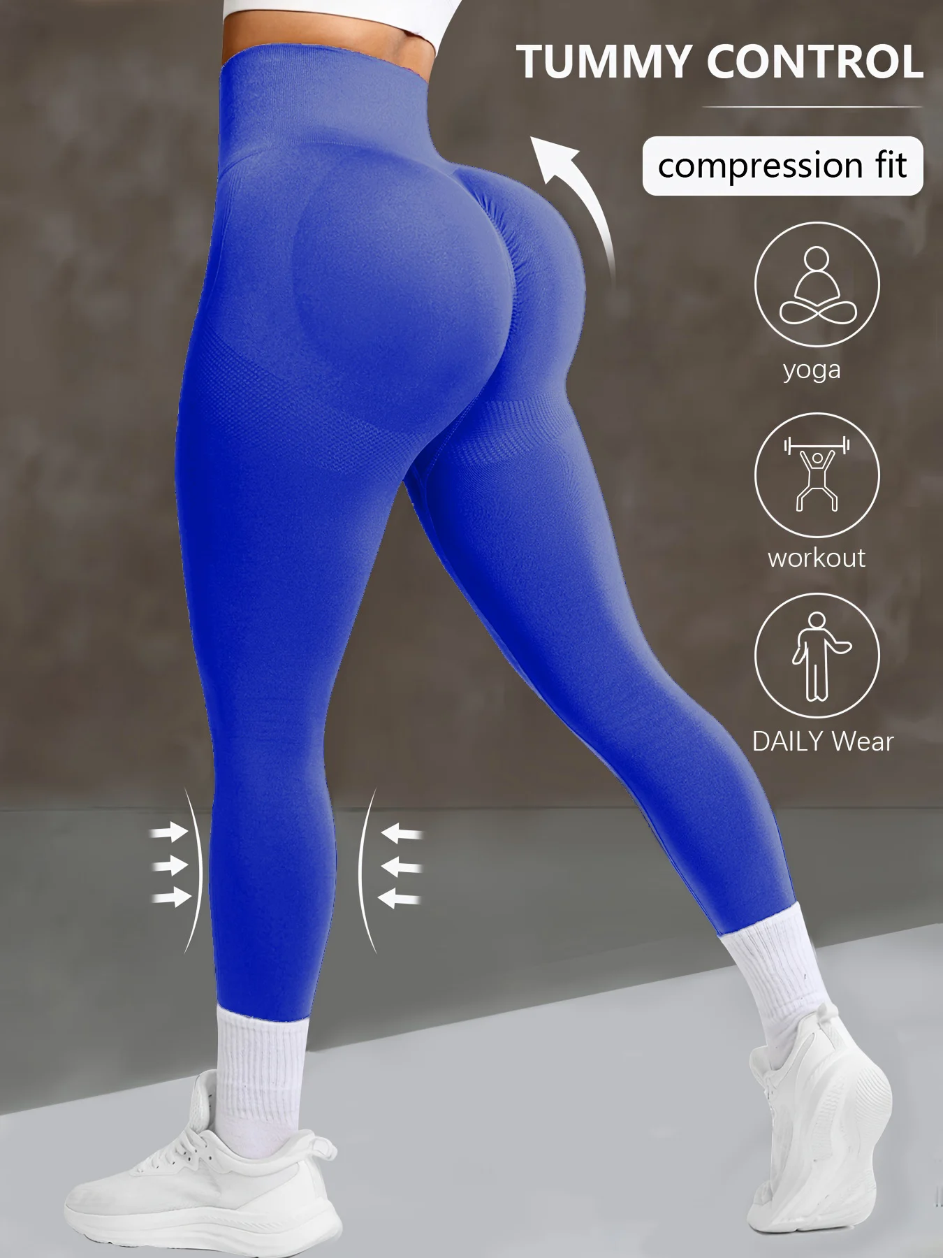 CZGUKE Women's seamless gym yoga pants high waist peach hip solid color tight fitting sports pants yoga cycling sports pants image 3