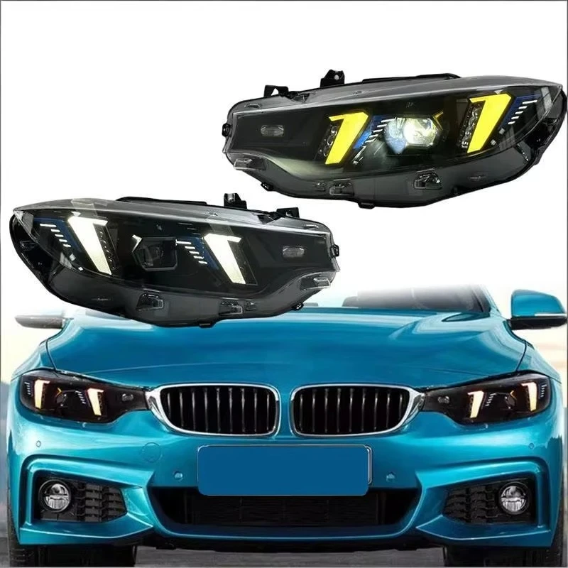 snake eye tooth LED headlights suitable for 4 series F32/M4 F82 (14-20) 12V premium yellow DRL modification components