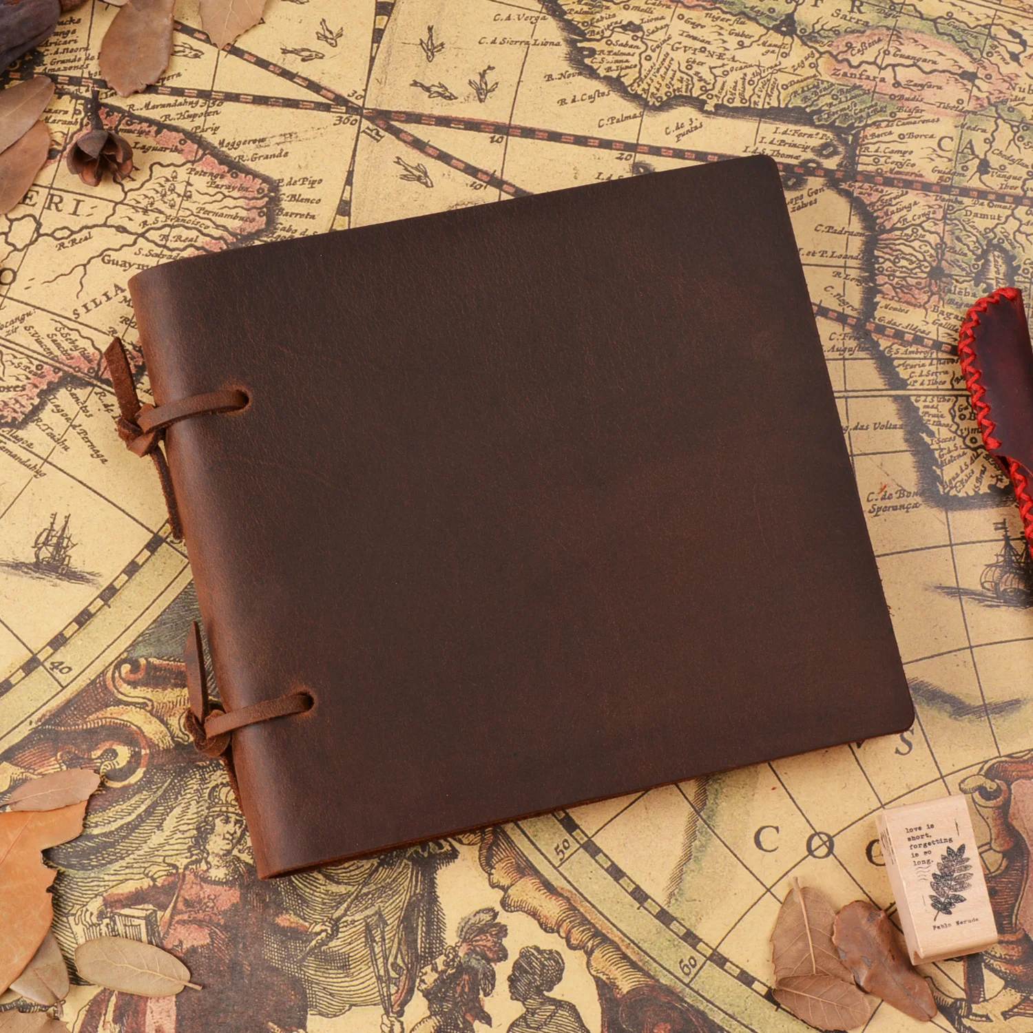 Crazy Horse Full Grain Cowhide Loose Leaf Notebook, 100 Sheets 100g Kraft Paper, Refillable Journal for Sketch Travel Diary Gift