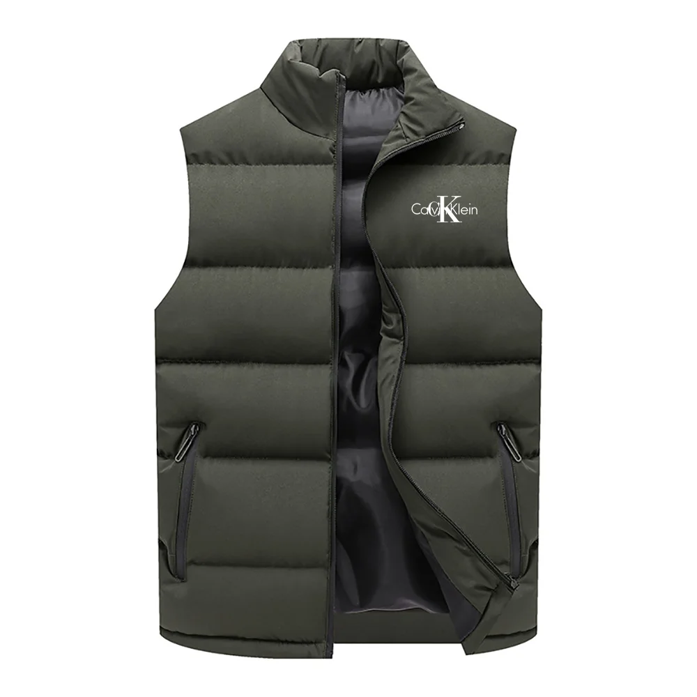 New brand Men's Winter Fashion Comfortable warm down jacket casual printed vest sleeveless outdoor warm vest down jacket men