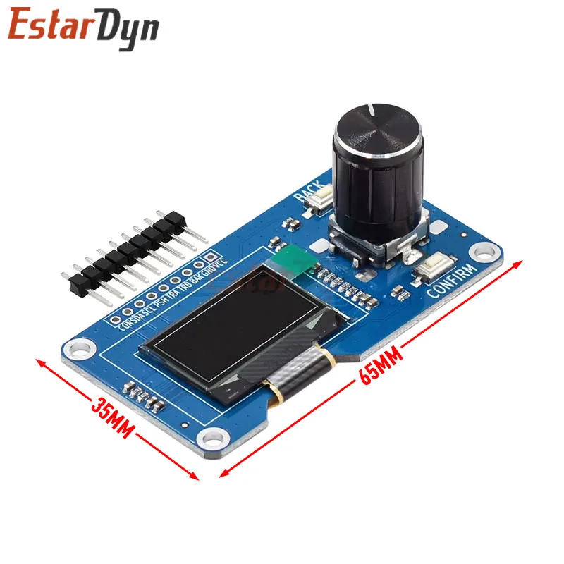 Estardyn 0.96" OLED Module / EC11 Encoder | White/Blue/Yellow Blue Display | I2C Interface | HD Screen for Arduino DIY Projects
