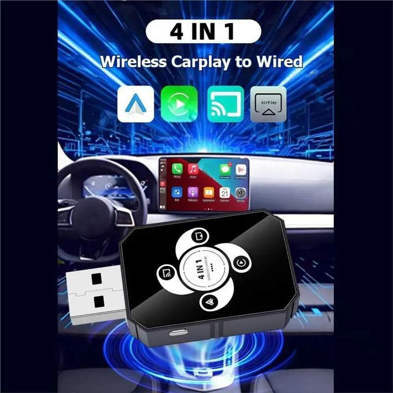 

[EYEL!NEW!】 Wireless Carplay 4In1 Airplay/Mirror Link/Android Auto/Carplay Adapter Switchable Wired/Wireless For Android/IOS