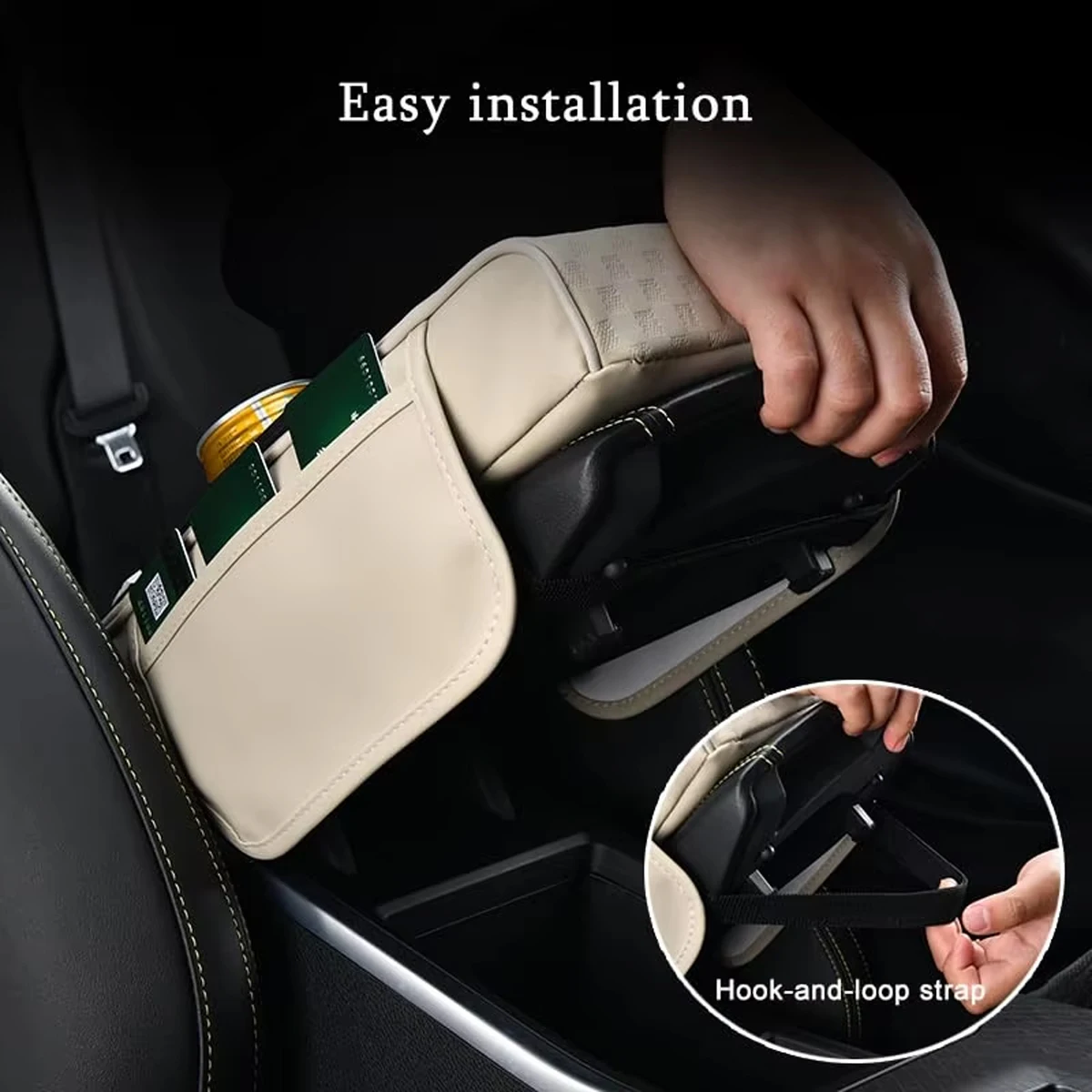 Multi-functional Car Armrest Heightening Pad with Dual Cup Holders & Side Storage Pockets, Universal Center Console Cushion