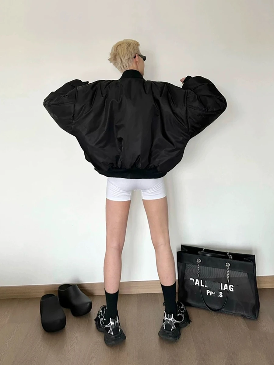 Cleanfit Short Nylon Bomber Jacket Cotton Flight Coat Men's Streetwear Style Polyester  Long Sleeve Warm Thickened Jacket