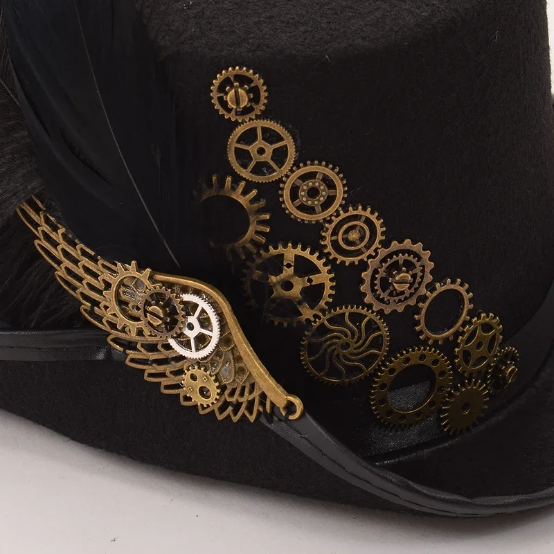 Fashion Steampunk Hat Cosplay donna uomo Halloween Party Club Handmade Gear Magic Hat Fedora Head Wear