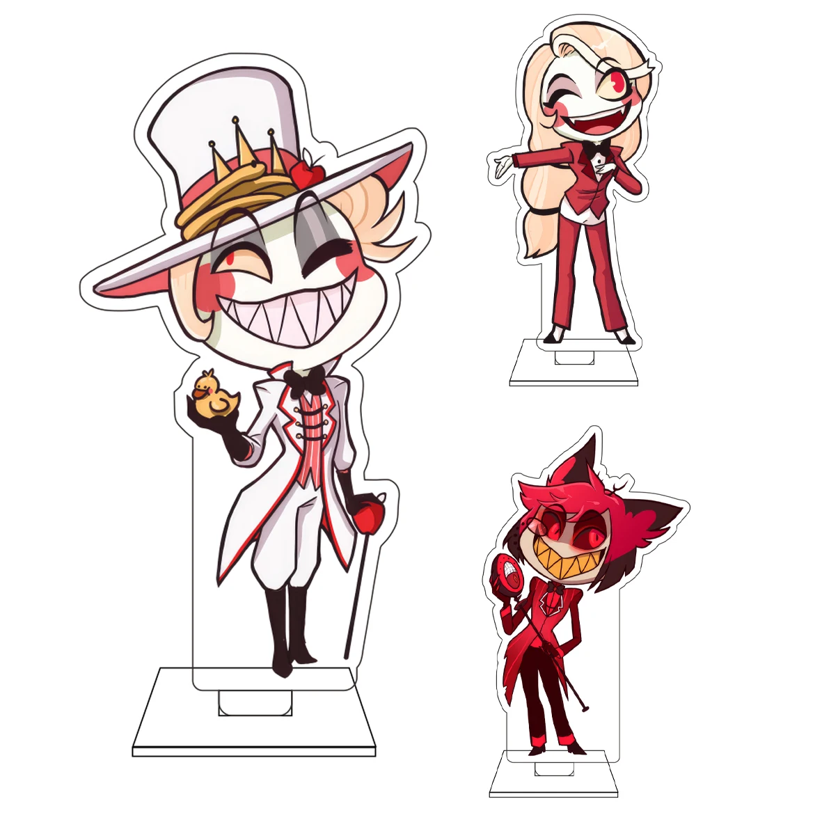 10CM Anime Hazbin Cosplay Niedliche Acryl-Figur Standfigur Charlie Morningstar Vaggie Angel Dust Ornamente Geschenke