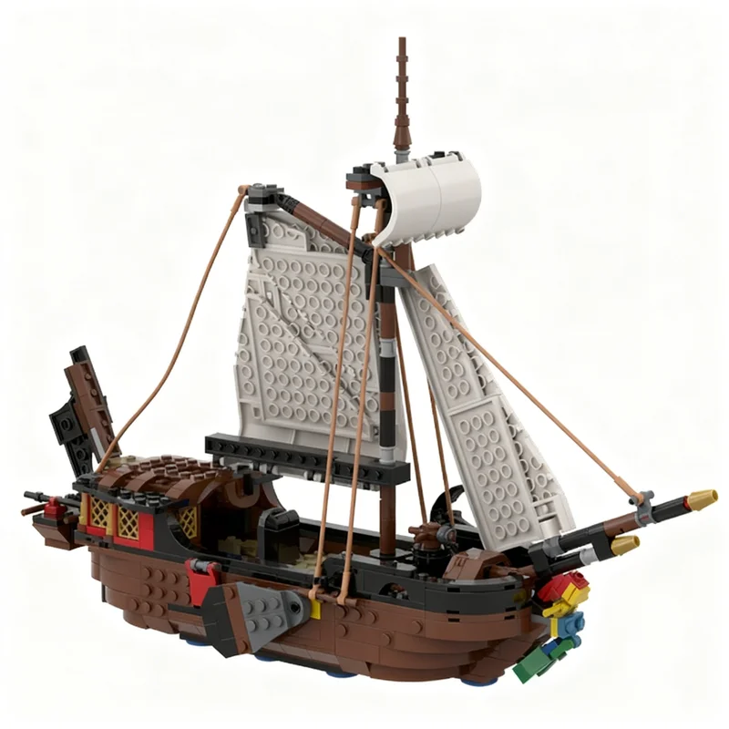 ตัวต่อ MOC เรือโจรสลัด 975 ชิ้น ชุดสร้างสรรค์ 3 in 1 แบบจำลองสถาปัตยกรรม ของเล่น DIY ไอเดียของขวัญคริสต์มาสสุดสร้างสรรค์