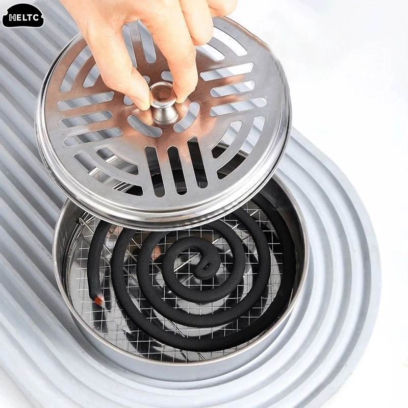 1pc Mosquito Repellent Box Hollow Design Practical High Temperature Resistant Holder Stainless Steel Mosquito Coil Tray For Home