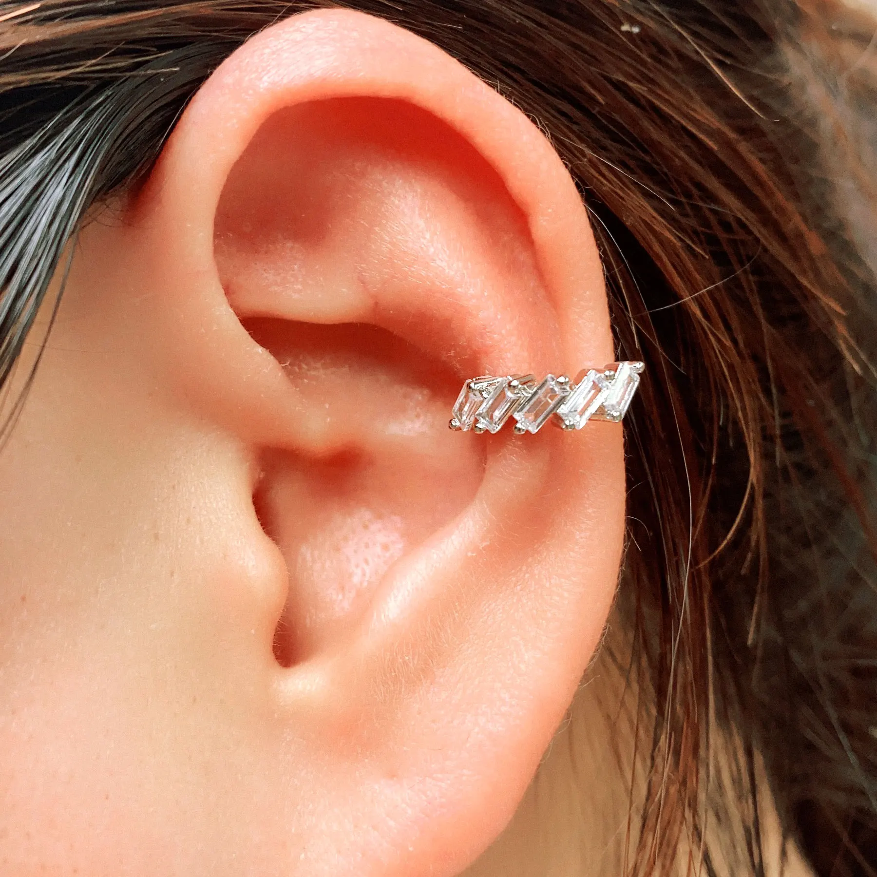 1PC Irregular Square Zircon Ear Clip Earring for Women Fashion Simple Earring Stack No Piercing Ear Cuff Jewelry Christmas Gift