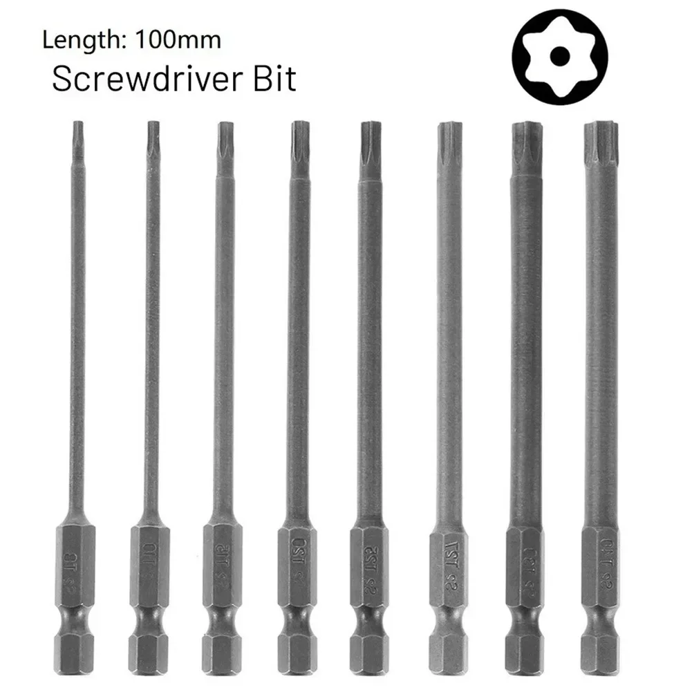 1PCS Magnetic Torx Screwdriver Bit 100mm T8 T15 T20 T25 T27 T30 T40 1/4 Inch Hex Shank For Electric Drill Hand Tools Parts