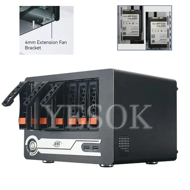 6-disk Nas chassis Flex Power USB hot swappable server chassis Home student office computer Mini ITX chassis Storage server