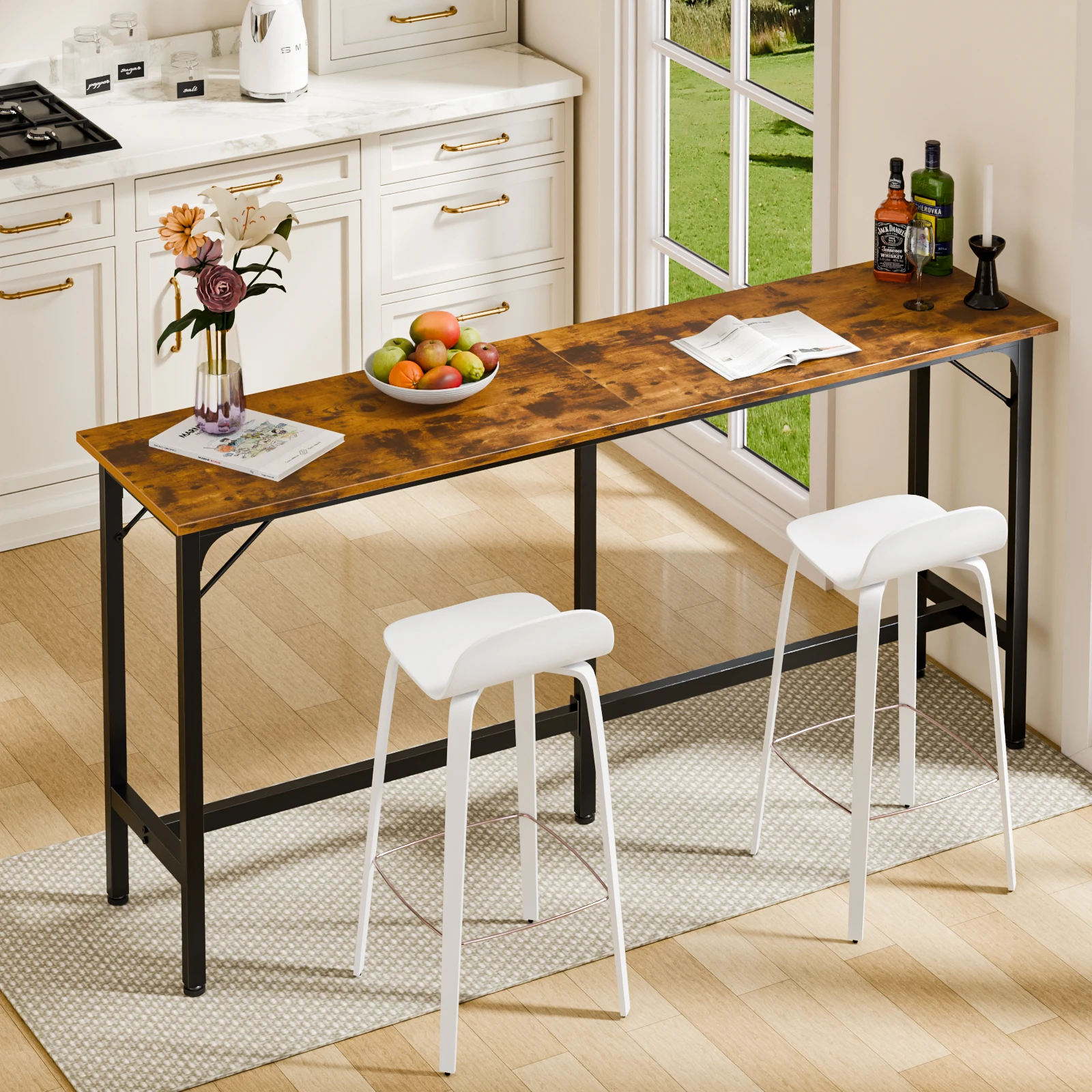 JHK 71IN Rectangular High Top Coffee Table Counter Height Bar Table Side Table Standing Desk Dining Table For Living Room