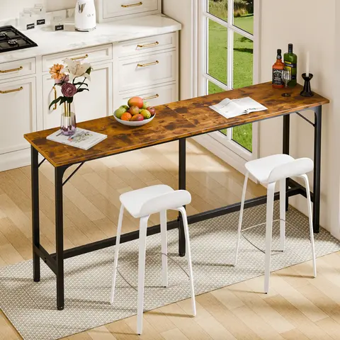 JHK 71IN Rectangular High Top Coffee Table Counter Height Bar Table Side Table Standing Desk Dining Table For Living Room