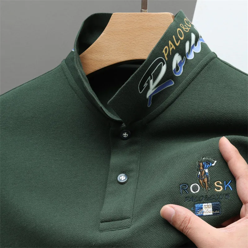 Brand embroidered long sleeved POLO shirt men\'s spring and autumn new high-end 100% cotton fashion business Paul casual T-shirt