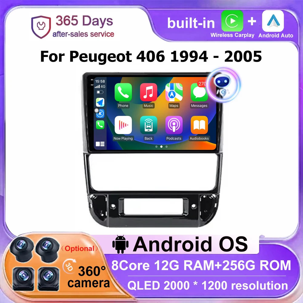 

Android OS Radio Carplay Автомобильная стереосистема GPS-навигация Авто радио Мультимедиа для Peugeot 406 1994-2005 Головное устройство Android Auto WIFI