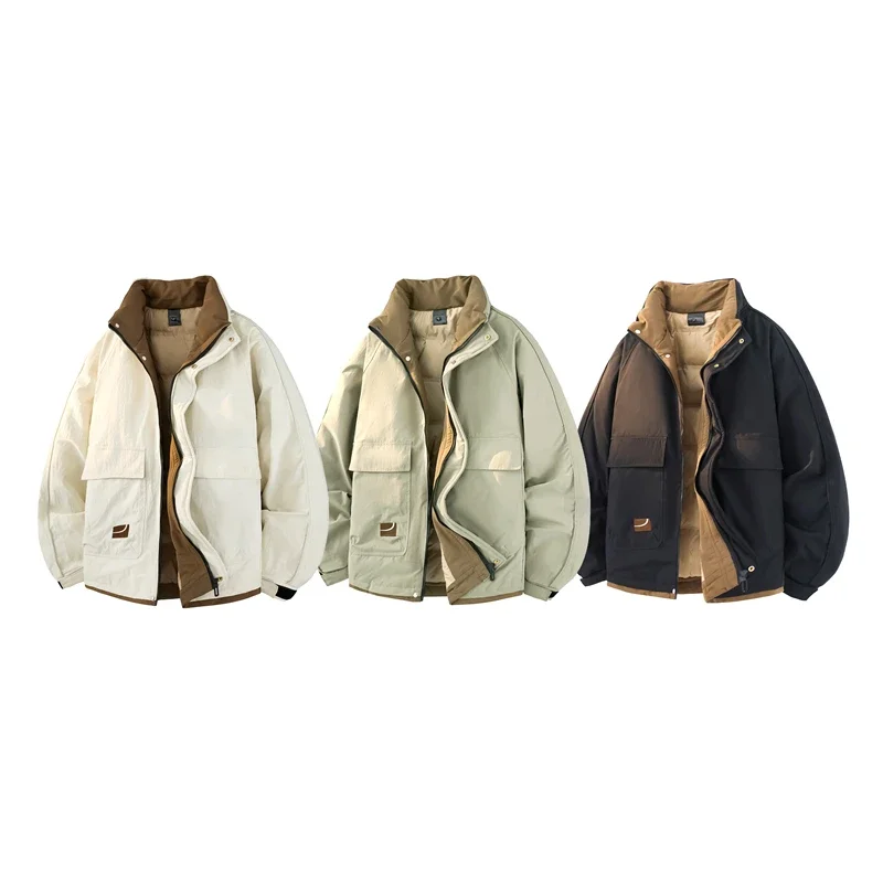 Outdoor Stand Collar Men Hiking Down Coats Fashion Windproof Warm Male Clothes Quality Comfort Camping Down Jackets New Style