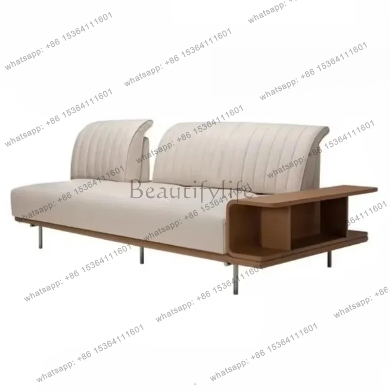 Living room straight row fabric sofa modern simple cream wind technology cloth sofa household small apartment