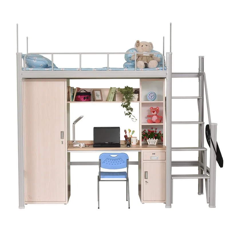 super low price single persons dormitory wardrobe book shelf study table steel bunk bed