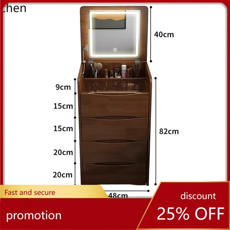 ZML Solid Wood Dressing Table Bedside Table Storage Integrated Multi-Functional Bedroom Makeup Table Small Apartment