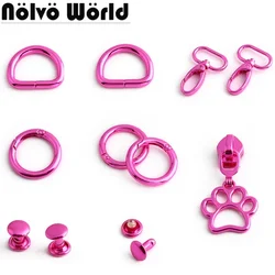 10/30/100PCS 25mm Hot Pink Metal Snap Hooks Ring Buckles For Leather Belt Wallet Keyring Carabiner Bags Spike Stud Accessories