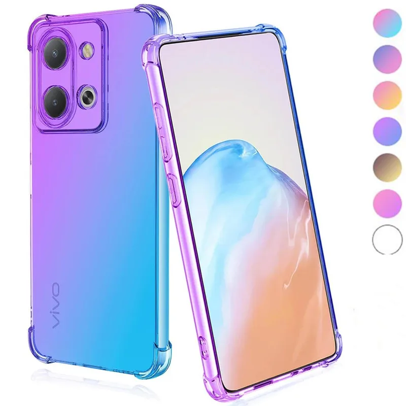 Shockproof Gradient TPU Case for VIVO Y28 Y18 Y18e Y38 Y03 Y02 Y02S Y17S Y27S Y27 5G Y16 Protective Cover Fundas Coque Capa