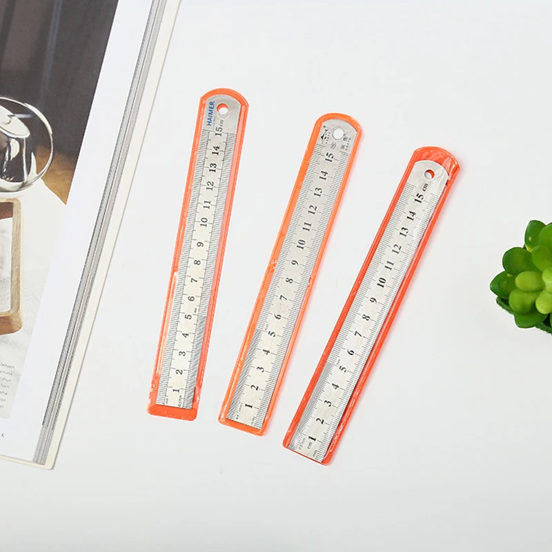 Stainless Steel Ruler 15/20/30cm Metal Straight Ruler for Home School Precision Measuring Drawing Tool Supplies