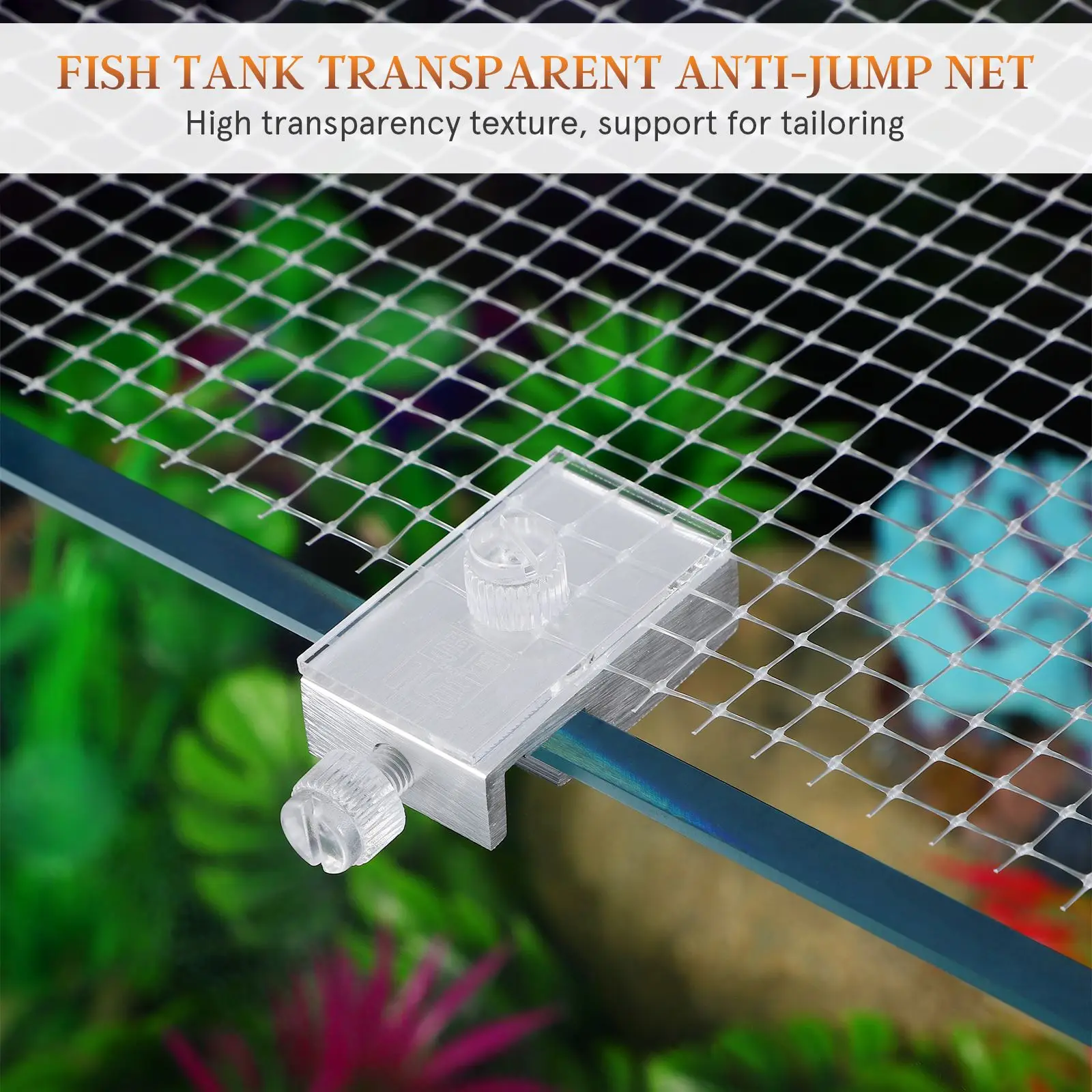 1 Set Fish Tank Anti-escaping Net Invisible Aquarium Mesh Cover Fixed Anti Jumping Fish Tank Netting Cover Replacement Accessory