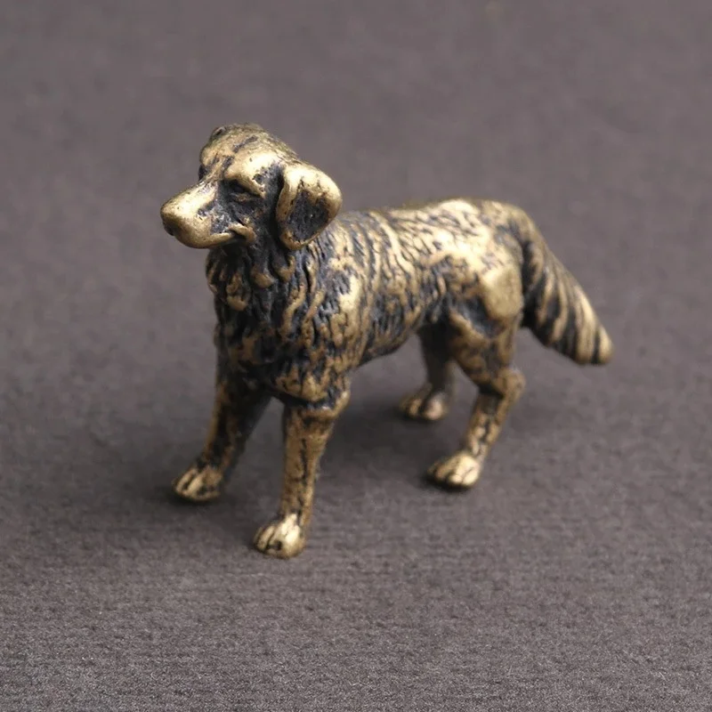 Antique Bronze Statue Lucky Dog Pure Copper Desktop Animal Ornaments Handmade Vintage Brass Hound Home Decorations Accessories