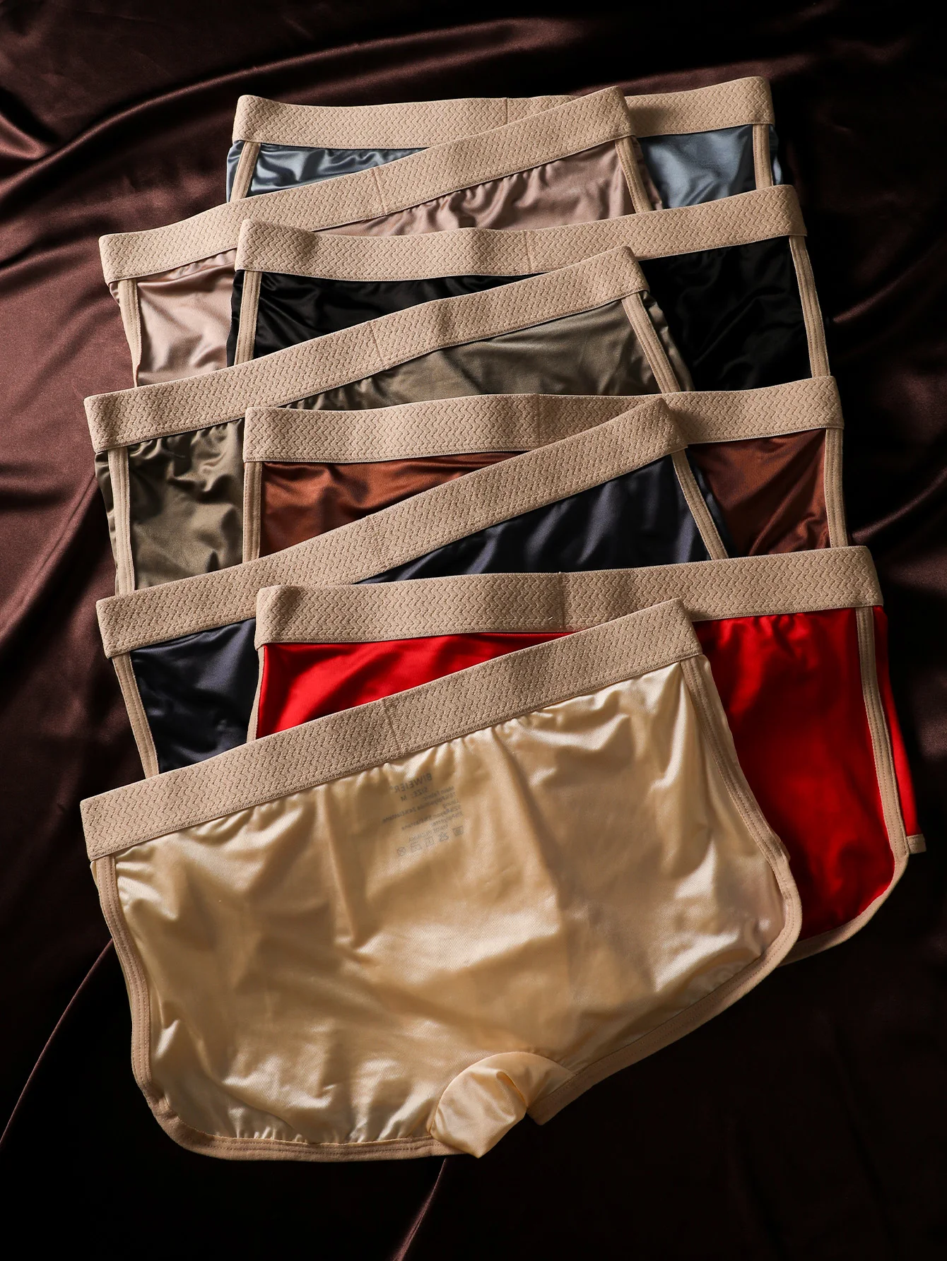 8 pcs BIWEIER men's satin briefs, light luxury and fashionable, soft and comfortable, elastic underwear. Suitable gifts for men