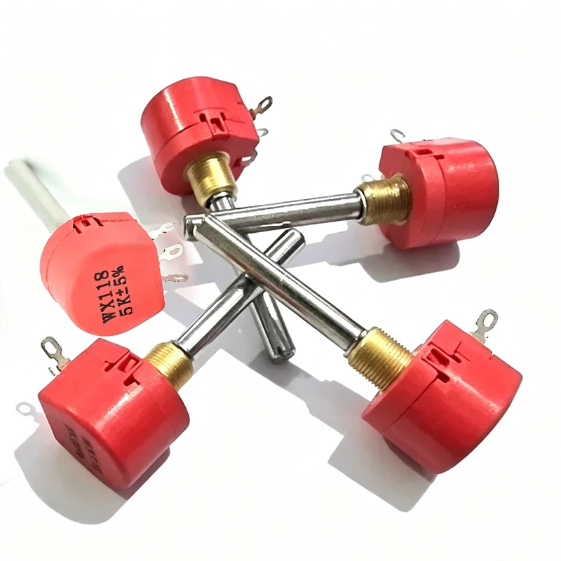 2Pcs WX118 W1 2W Red Wire Wound Potentiometer 1K 2K 5K 10K  Adjustable Variable Wirewound Resistor Rotary Precision Rheostat