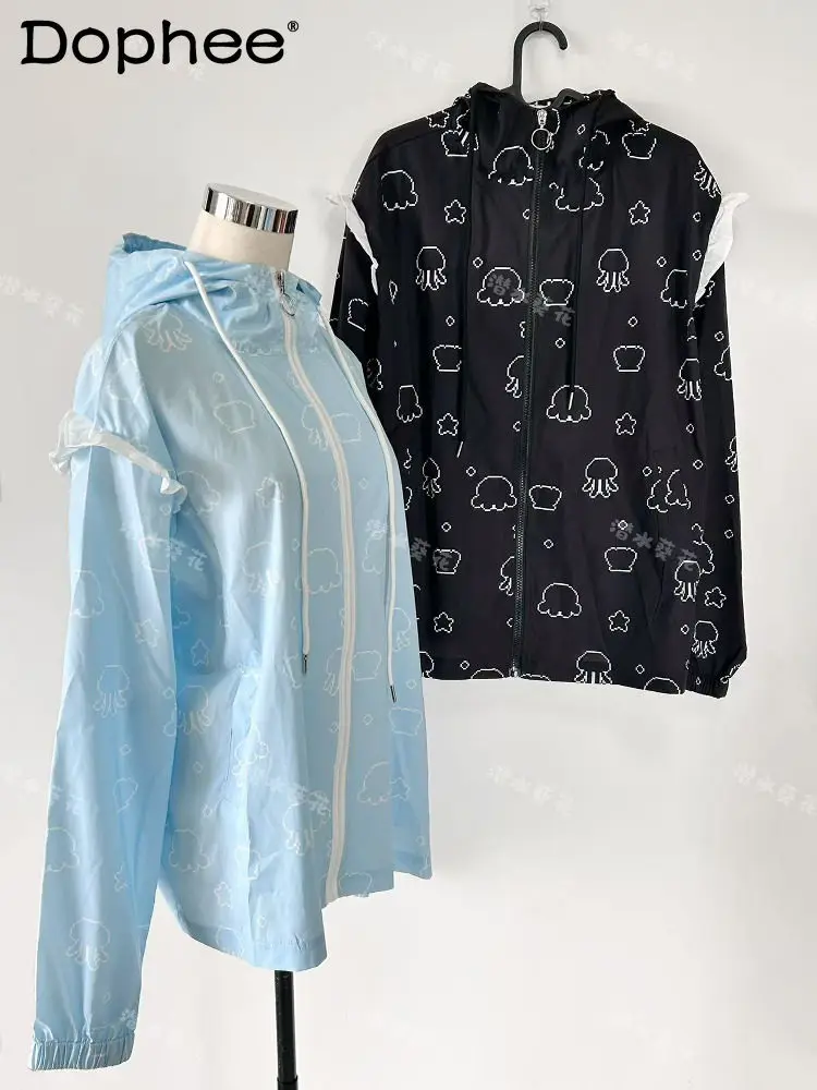 

Y2K Subculture Japanese Original Medical Style Zipper Hooded Jacket Sweet Cool Cute Girl Loose Casual Cardigan Jacket