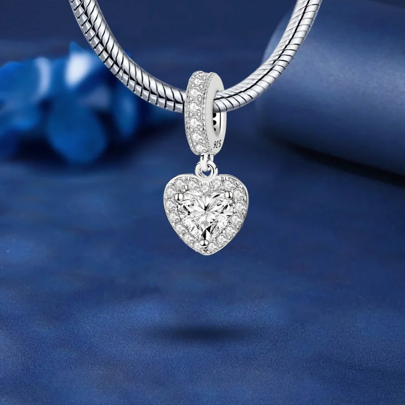 925er Sterlingsilber, Liebesherz, Reiseserie, Charms, Perle, DIY-Armband, Armreif, Geschenk, hochwertiger Modeschmuck n