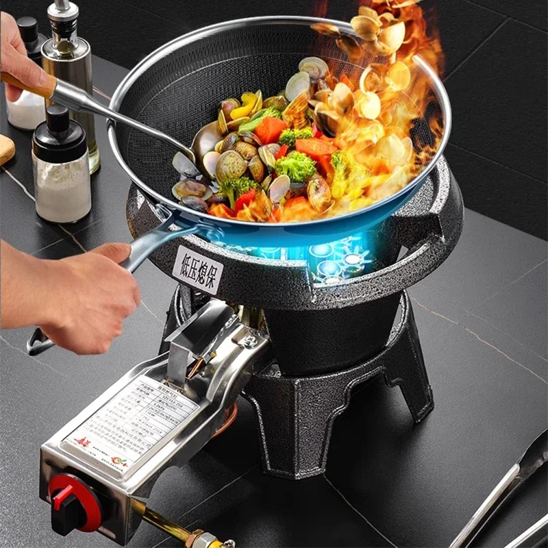 Commercial Low-Pressure High Fire Gas Stove Single-Hole Liquefied Gas Burner Energy-Saving Cooktop for Hotel Restaurant