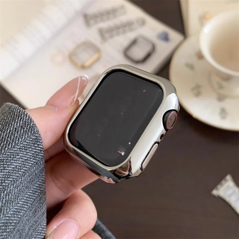 Plating Cover Case For Apple Watch Band 45mm 41mm 44mm 40 42mm 38mm For iWatch 6 SE 5 4 3 Screen Protector Bumper Apple Watch 7