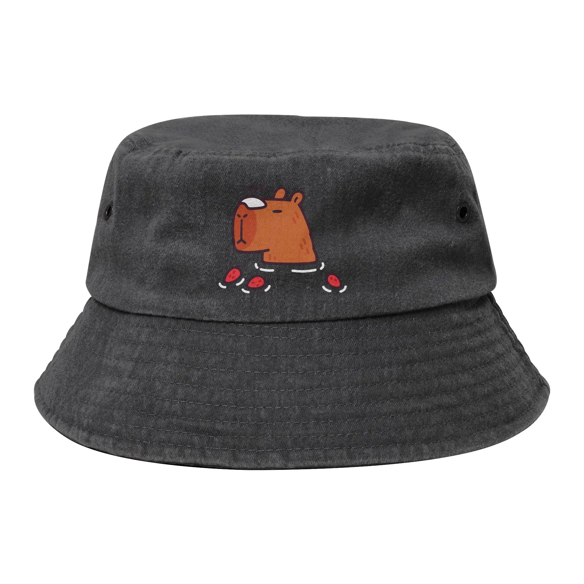 Spring Picnic Headwear Cute Capybara Stuff Bucket Hat Unisex Distressed Washed Sun Hats  Boonie Hat Fishing Hats Outdoor Sport