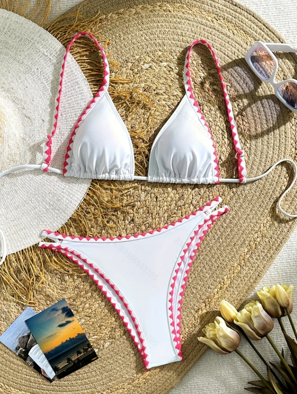 

Women's Two-Piece Tropical Style Bikini Set Sexy Triangle Bikini Swimsuit