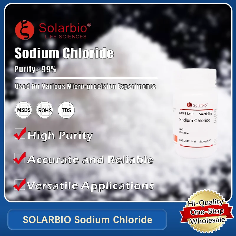 SOLARBIO Cloruro de sodio con pureza superior del 99,9% para aplicaciones de laboratorio y bioquímicas Producto original