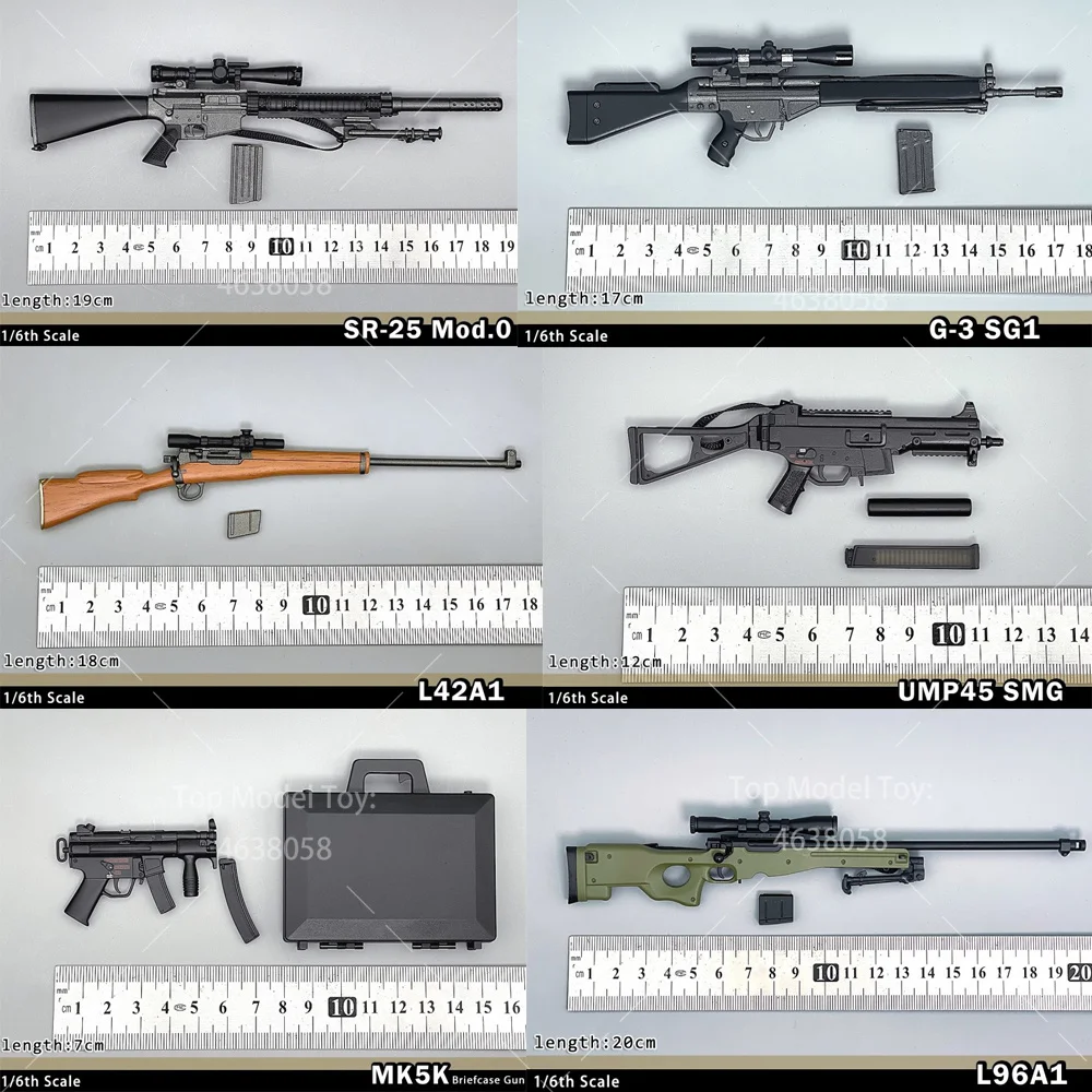 12インチのアクションフィギュア,武器モデルアクセサリー,軍隊の兵士,l96a1,g3,sg1,l42a1,LMG-5.56,ump45,1:6に適合