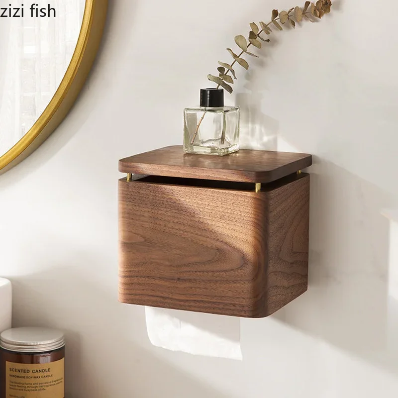 

Настенная деревянная коробка для салфеток Держатель для салфеток Держатель для туалетной бумаги Полка для ванной комнаты Держатели для рулонов бумаги Настенные держатели для салфеток