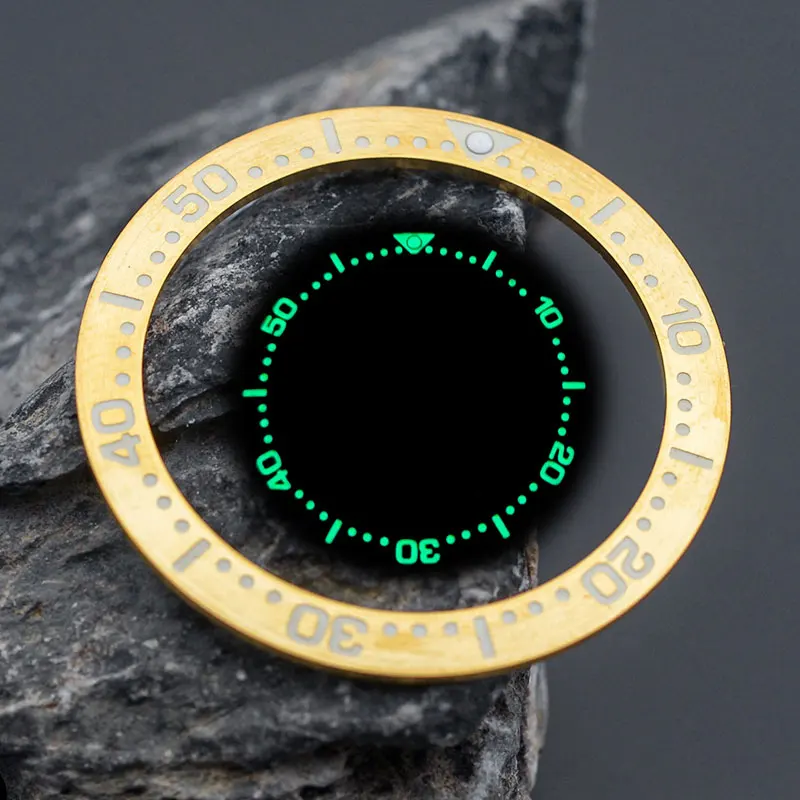 38*30.5mm SPB185/187 C3 Green Luminous Bezel Insert Fit Seiko SPB185 SPB187 Men\'s Watch Case With Seiko NH35 NH36 Movement Part