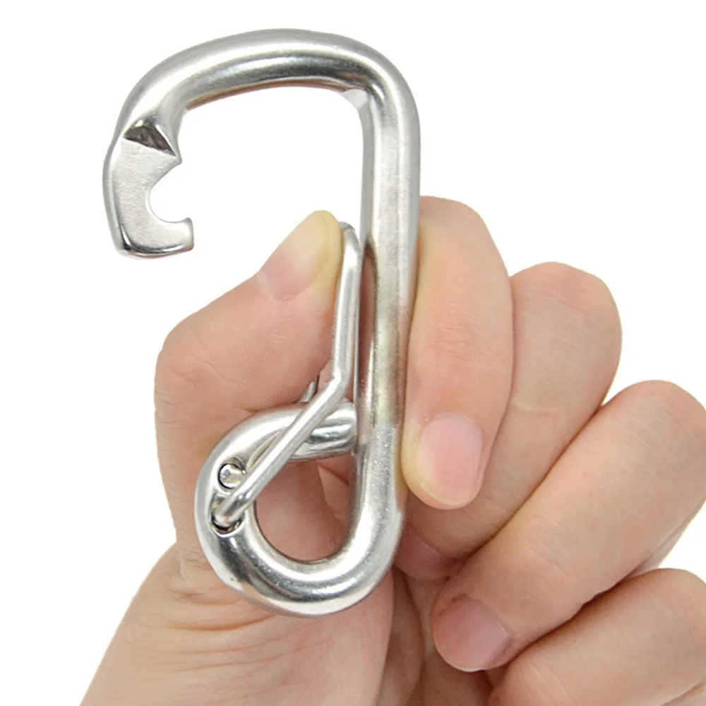 Durable 80mm Spring Snap Hook 316 Stainless Steel Bent Scuba Diving Safety Carabiner Quick Release Hook Marine Use