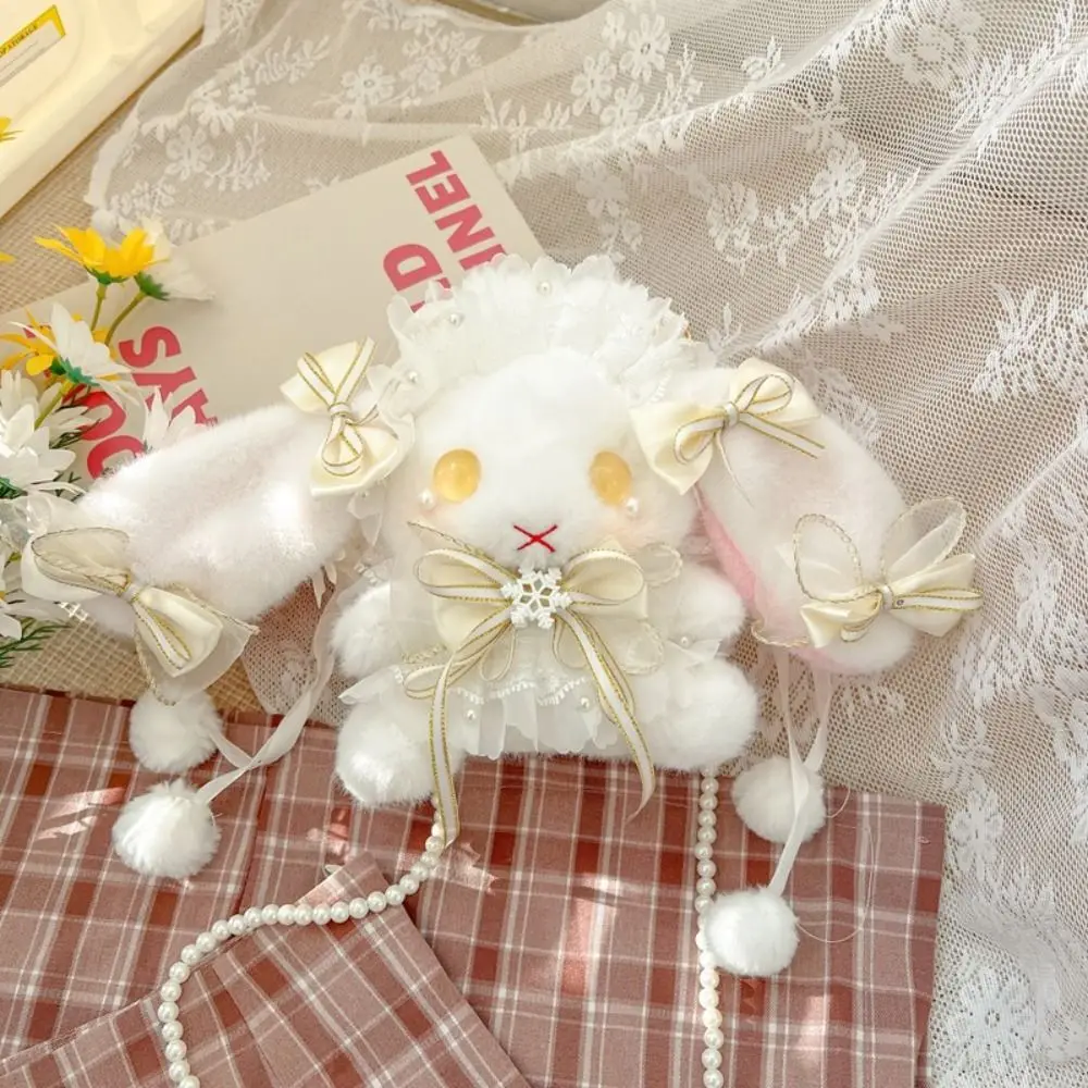 Animali di peluche Borse a tracolla con coniglio Lolita Borse piccole morbide con orecchie di coniglio Borsa a tracolla con coniglio di peluche carino creativo