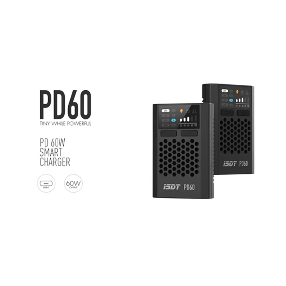 ISDT 608PD DC 240W/10A USB C 140W/5A Smart Digital Charger PD60 60W 6A UC2 1S/2S LiPo Smart Battery Balance Digital Charger
