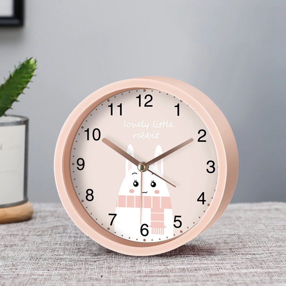 13cm Round Silent Alarm Clock Cartoon Small Clock Bedroom Bedside Table Alarm Clock Non Ticking Student Wake Up Gift