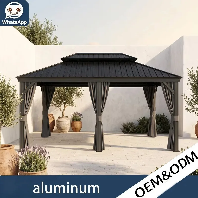 Aluminum Outdoor Leisure Gazebo Windproof Rainproof Garden Pergola Shelter Perfect For Villa Courtyard And Resort Hotel Use