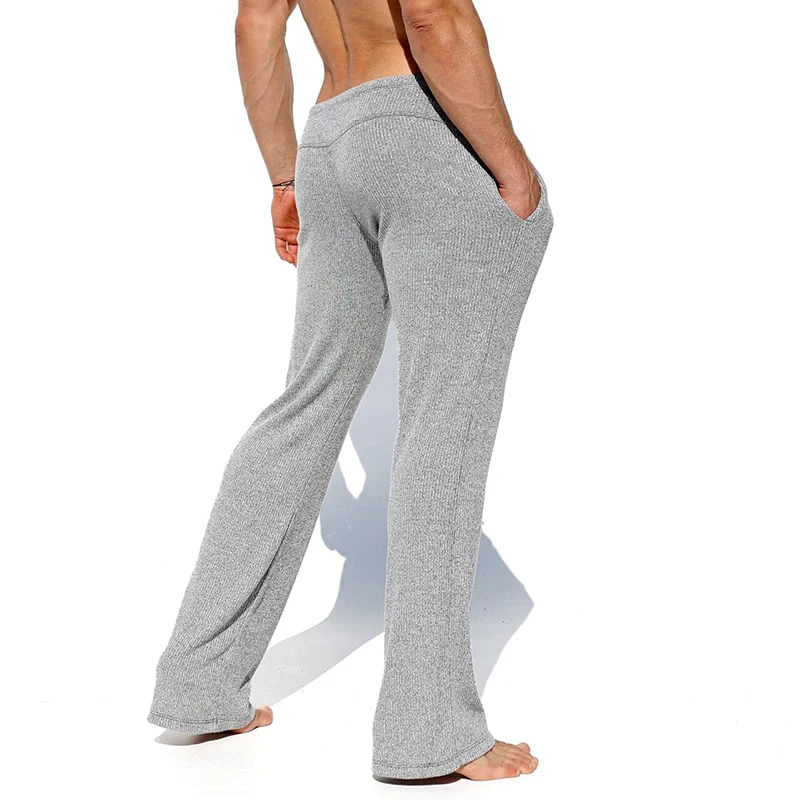 Fino respirável fino pijamas calças dos homens primavera outono diário casual cor sólida calças retas sexy pijamas calças masculinas roupa interior