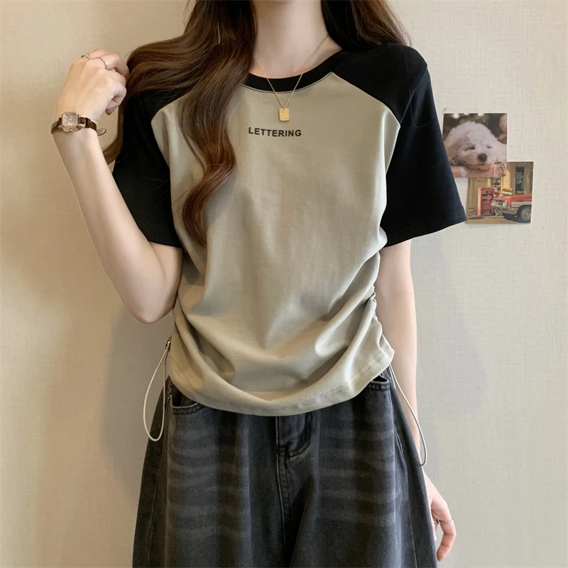 

Women's Short Sleeve T-Shirt Summer New Style Big Size Base Shirt Fat Sister Slimming Belly Covering Casual Shoulder Length R...