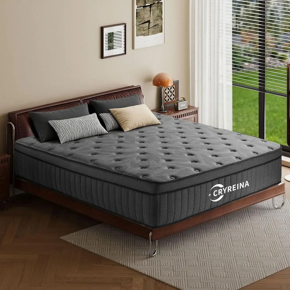 Colchón tamaño Queen de 12 pulgadas en una caja, resortes de bolsillo mejorados, firmeza media, comodidad transpirable, alivio de presión, movimiento es