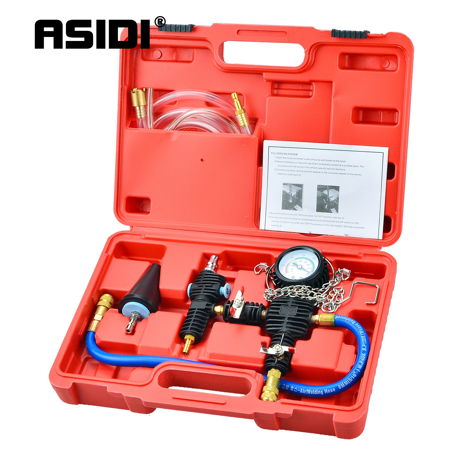 Universal Auto Coolant Vacuum Kit Cooling System Radiator Set Refill Tool Test