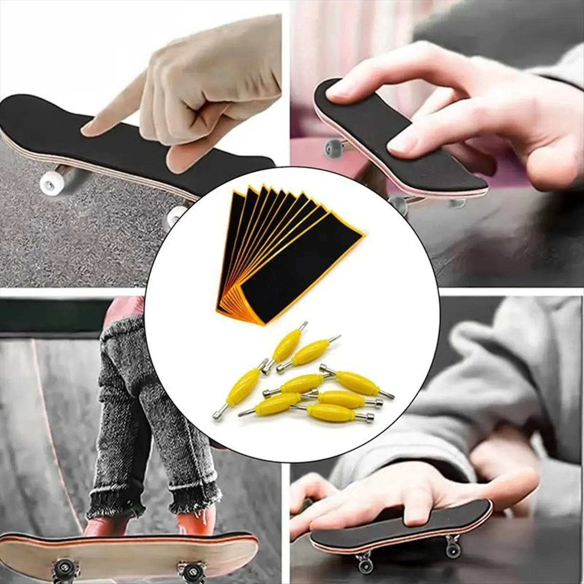 new arrival  12 Pack Fingerboard Grip Tape Sticky Foam Sticker Replacement + Screwdriver Tool Nut Driver for Finger Skateboards